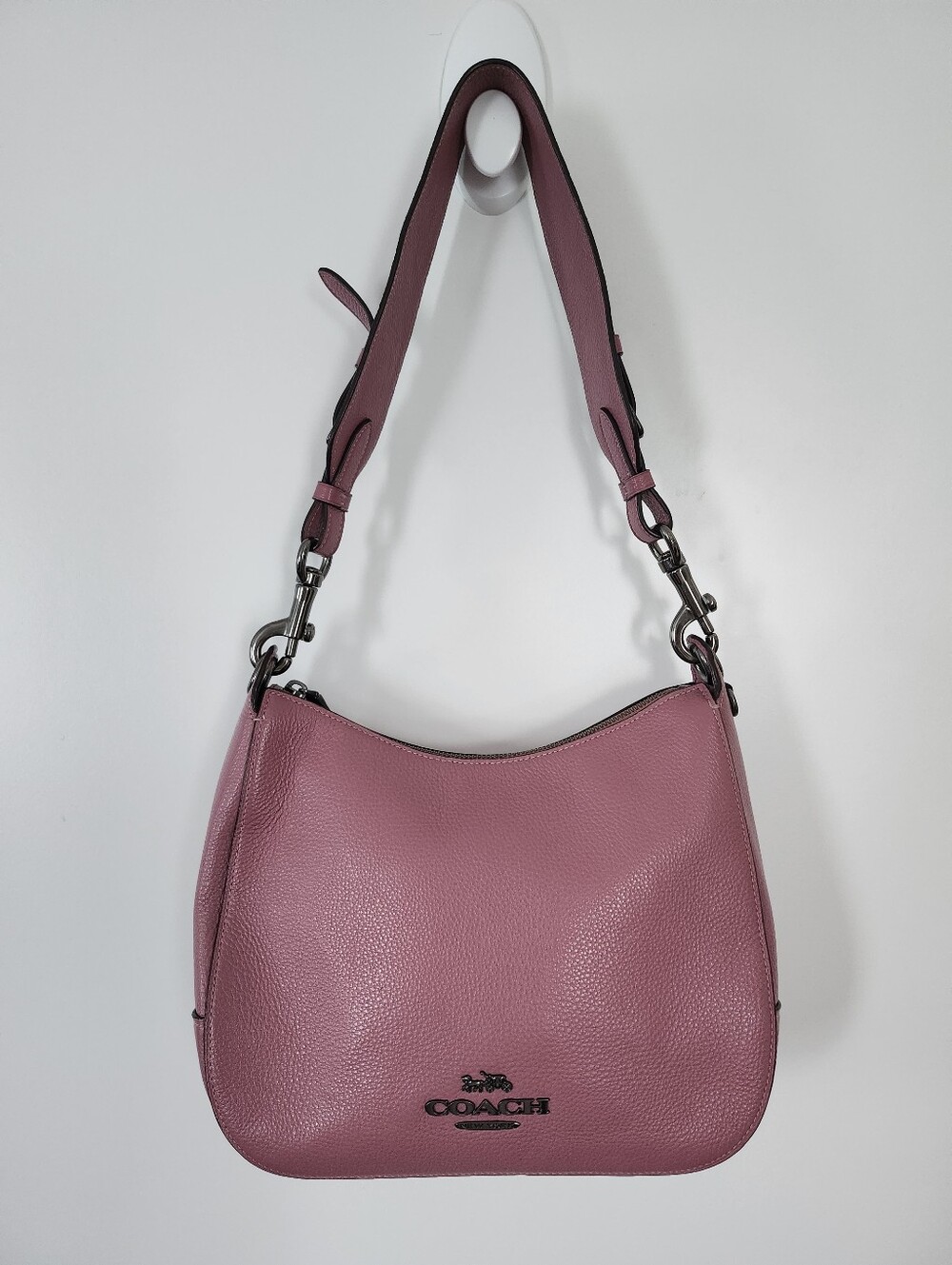 COACH Jes Hobo Rose Pink Shoulder Hand Bag Pebbled Leather Rare Colorway